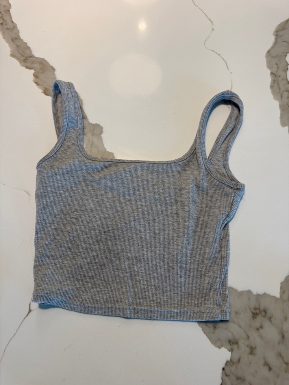 Heather Gray Ribbed Tank Top - Casual Crop